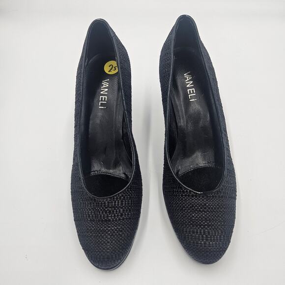 Vaneli Size 7.5N Dayle Vintage Black Classic Pump Woven T'moro Eprint Comfort - Picture 2 of 10